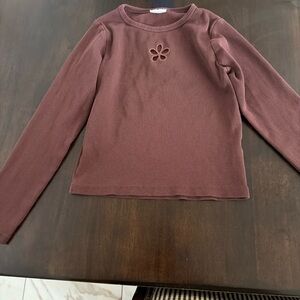 Zara Kids Maroon Long Sleeve Tee with Flower Detail